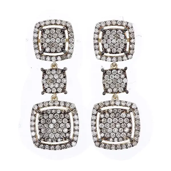 Серьги подвесные из желтого золота