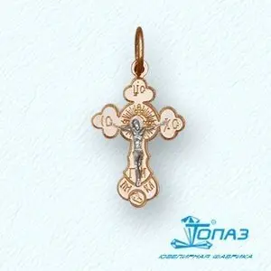 Подвеска крест из комбинированного золота