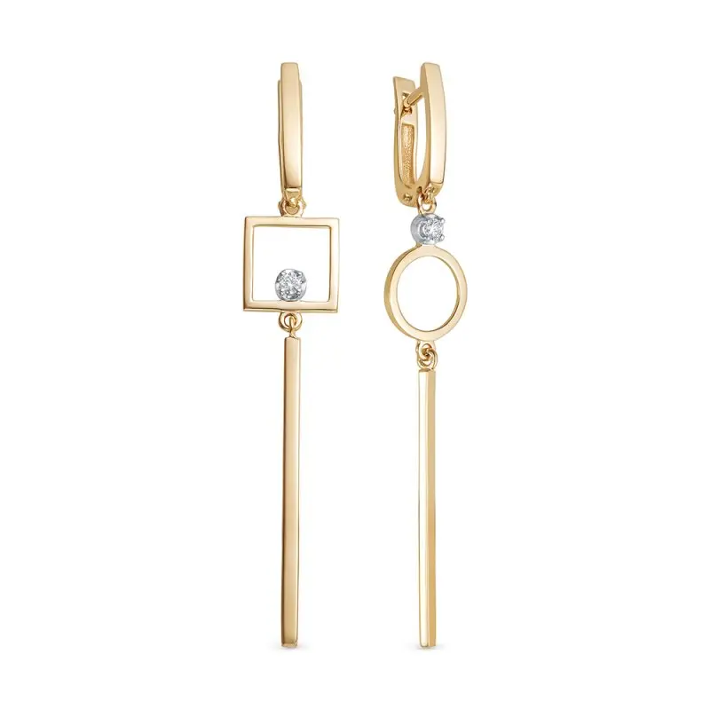 Серьги подвесные из красного золота