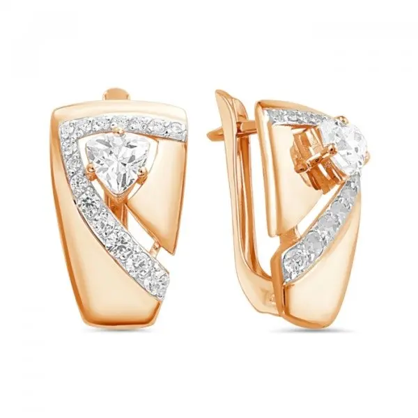 Серьги с английским замком из красного золота