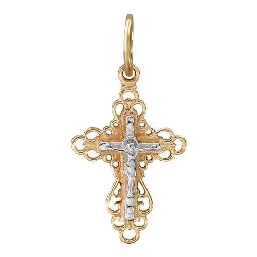 Подвеска крест из комбинированного золота