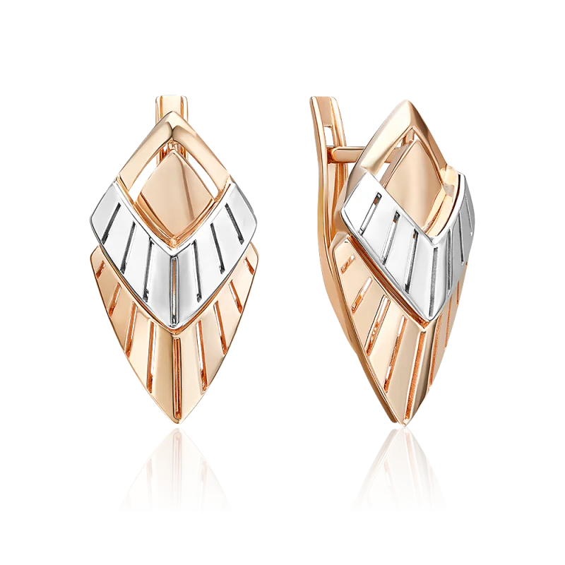 Серьги с английским замком из комбинированного золота