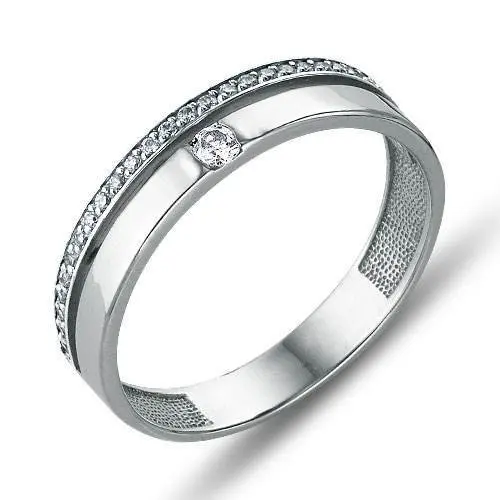 Кольцо обручальное из белого золота