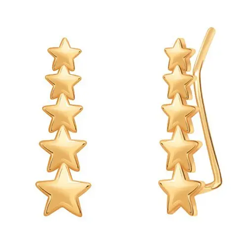 Серьги зажимы из красного золота