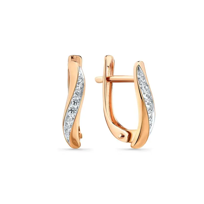 Серьги с английским замком из красного золота