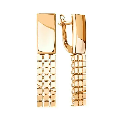 Серьги подвесные из красного золота