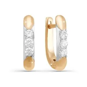 Серьги с английским замком из комбинированного золота