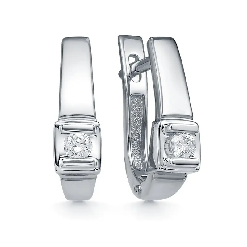 Серьги с английским замком из белого золота