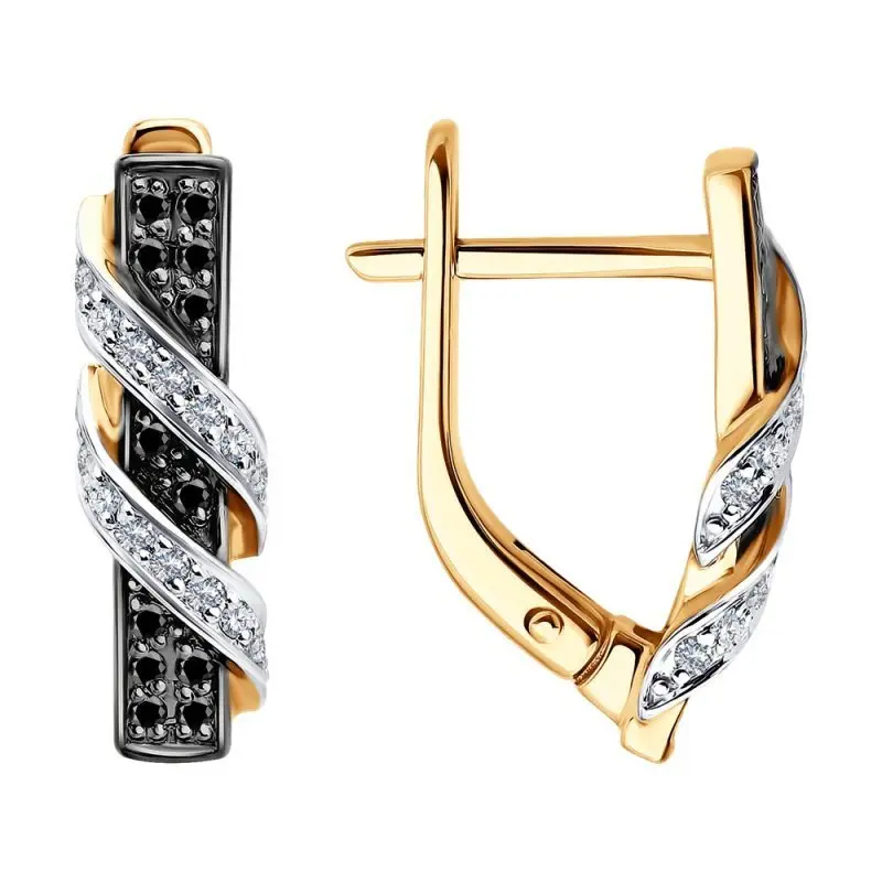 Серьги с английским замком из комбинированного золота