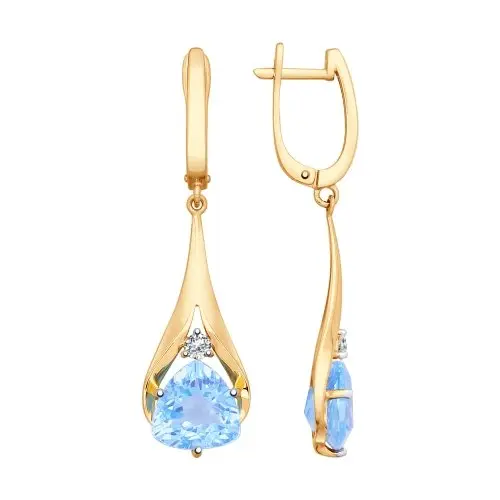 Серьги подвесные из красного золота