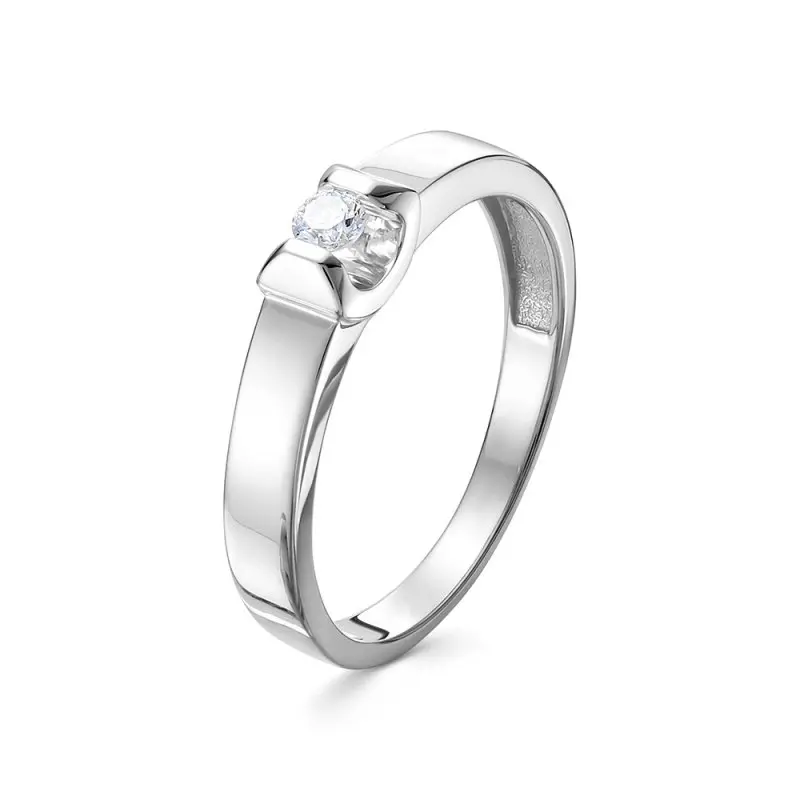 Кольцо помолвочное из белого золота