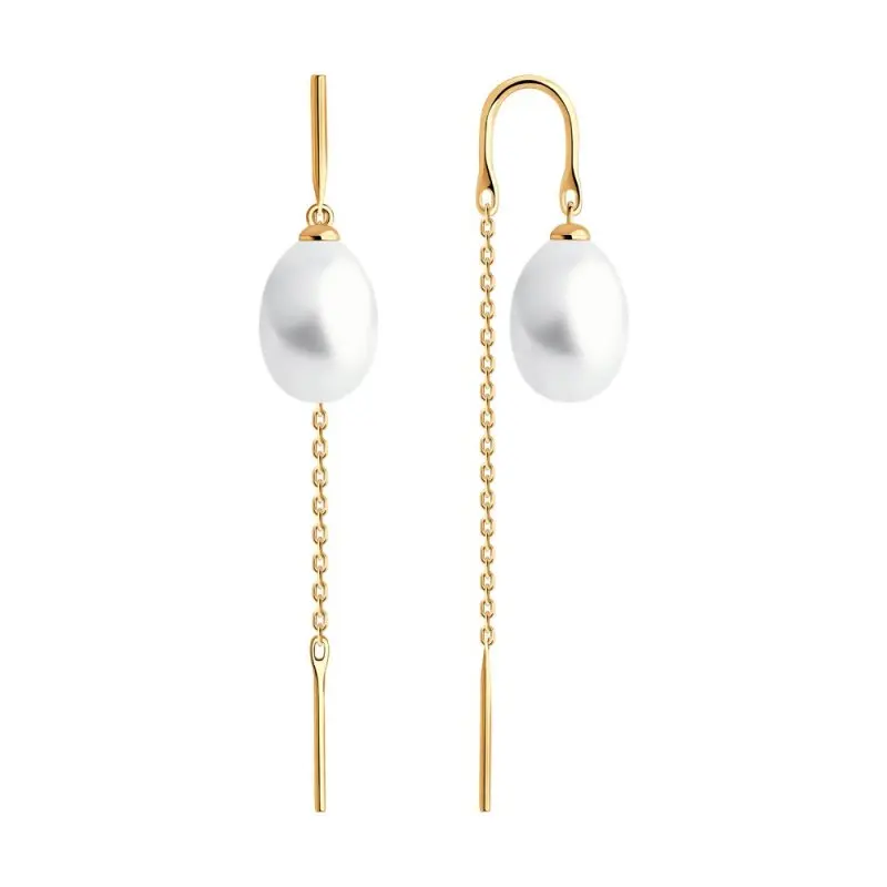 Серьги цепочки из красного золота