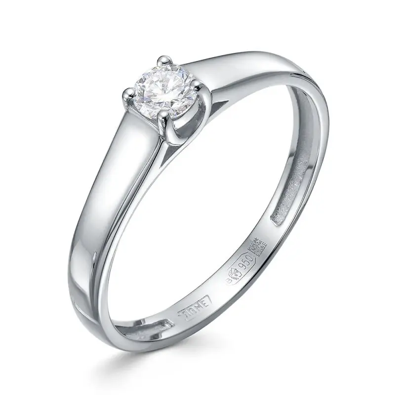 Кольцо помолвочное из белого золота