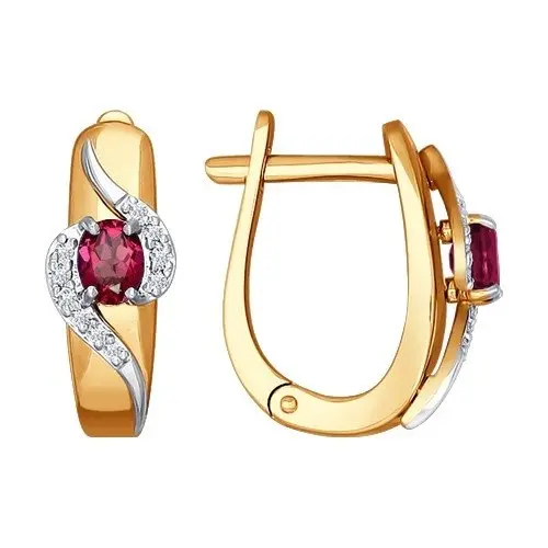 Серьги с английским замком из комбинированного золота