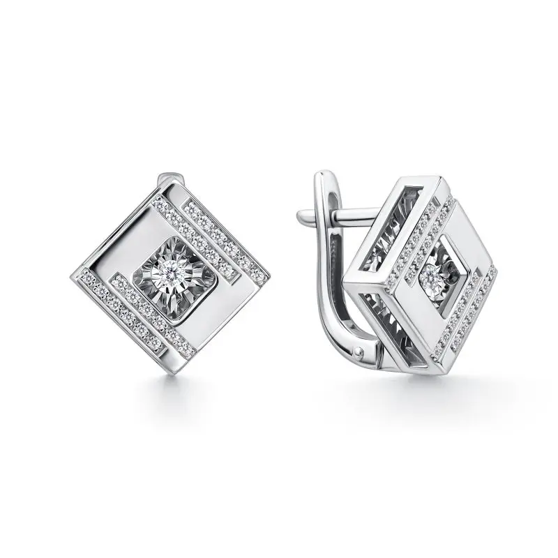 Серьги с английским замком из белого золота