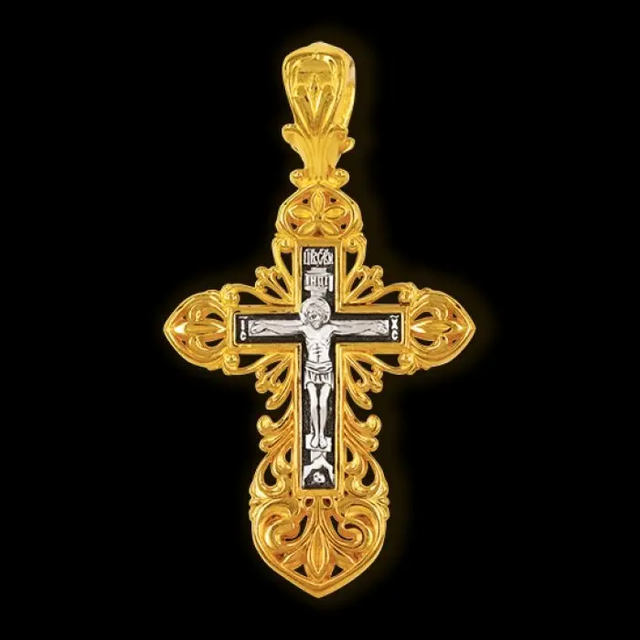 Подвеска крест из позолоты