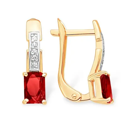 Серьги с английским замком из красного золота