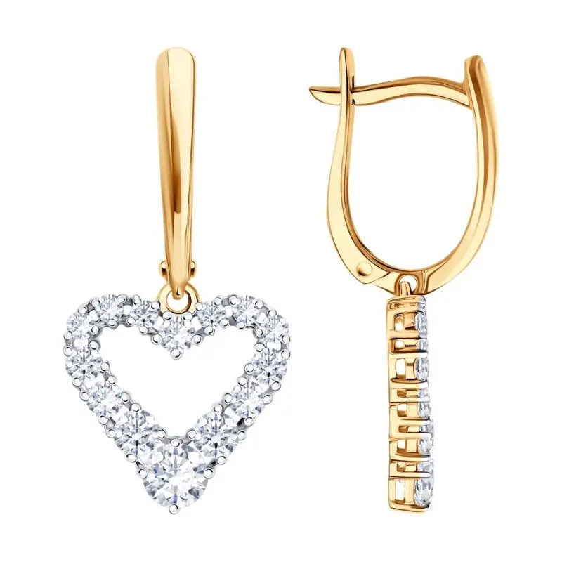 Серьги подвесные из красного золота