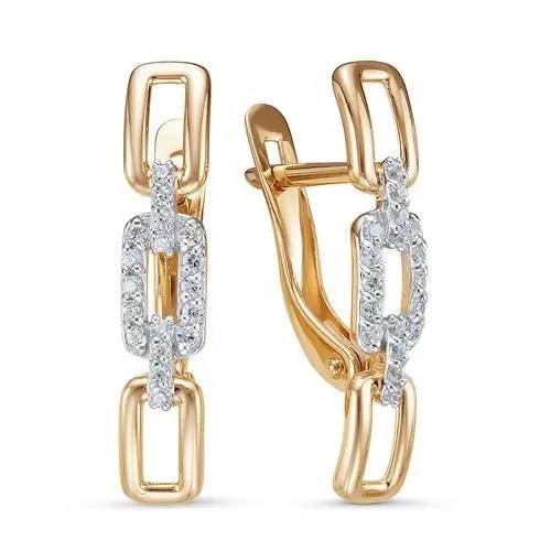 Серьги с английским замком из комбинированного золота