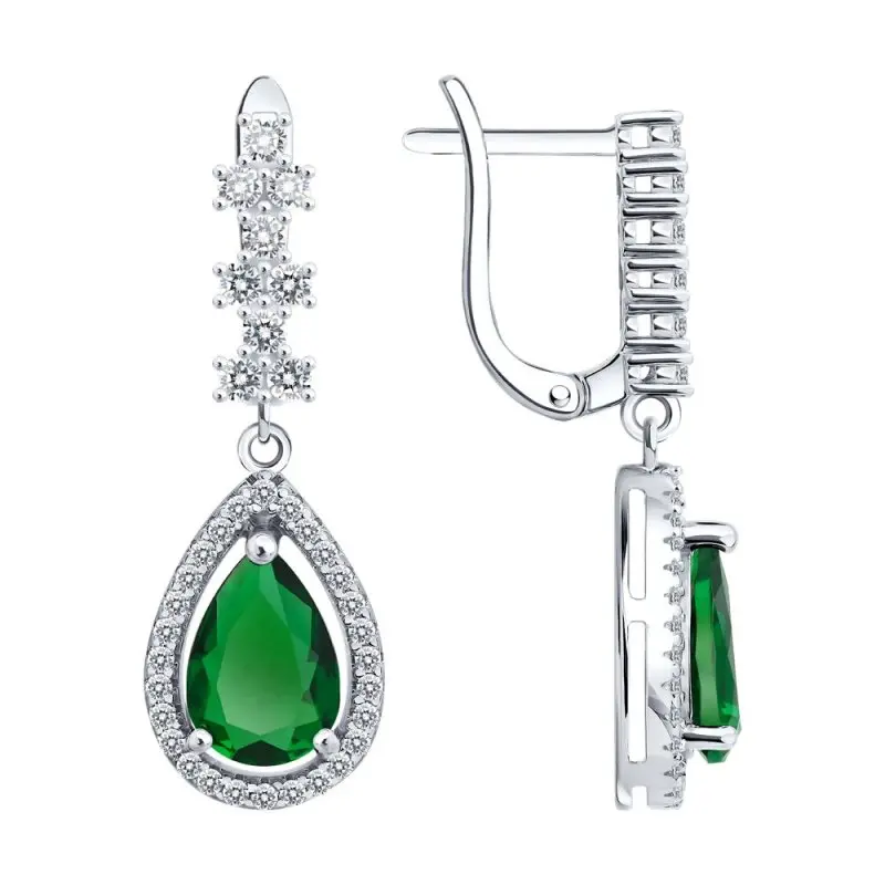 Серьги подвесные из серебра