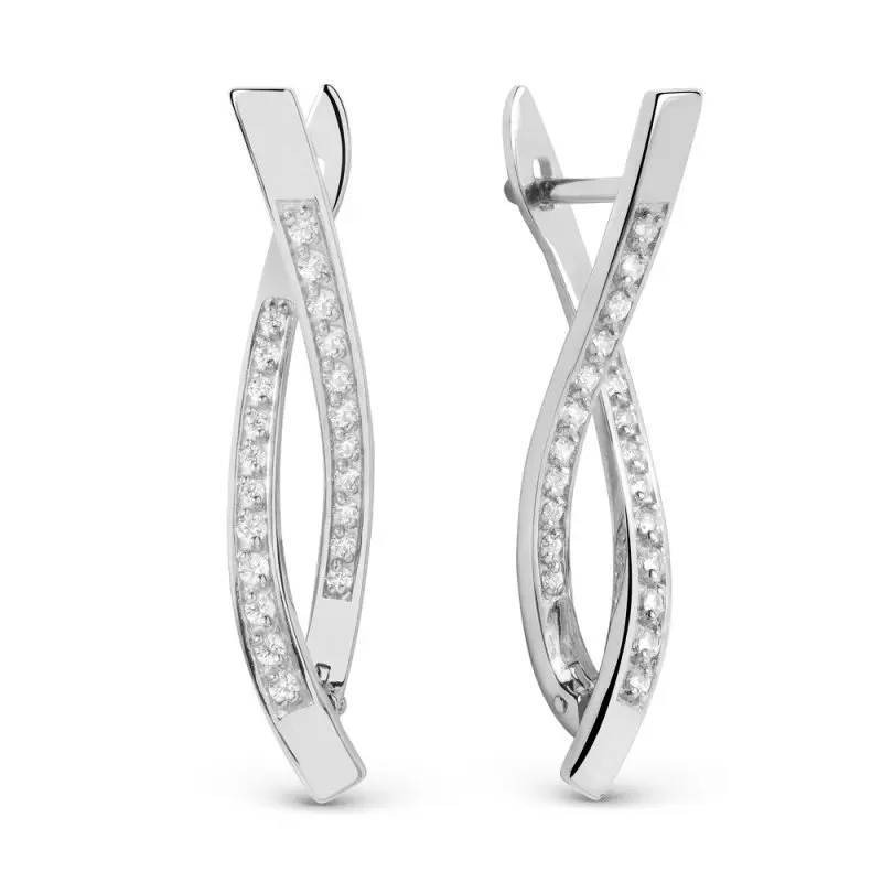 Серьги с английским замком из белого золота