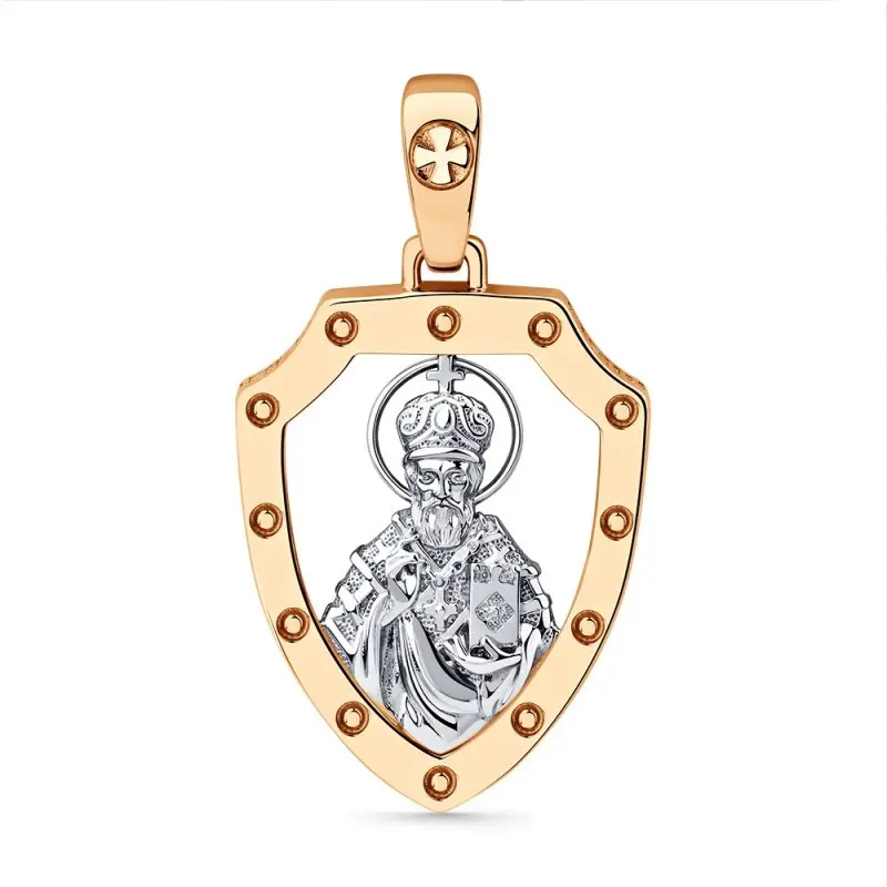 Подвеска икона из комбинированного золота