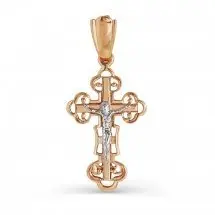 Подвеска крест из комбинированного золота