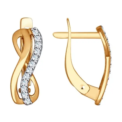 Серьги с английским замком из красного золота