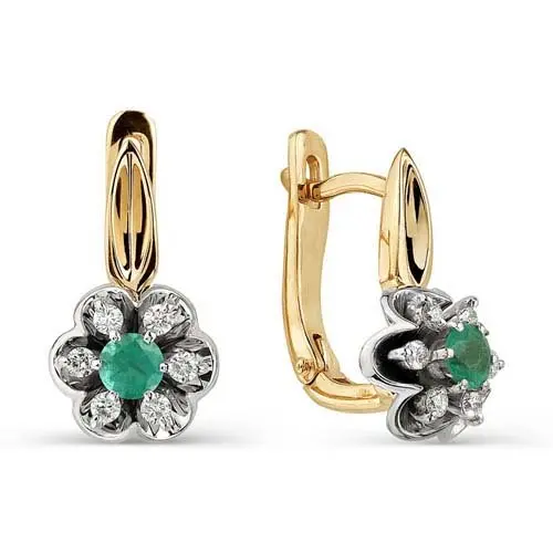 Серьги с английским замком из комбинированного золота