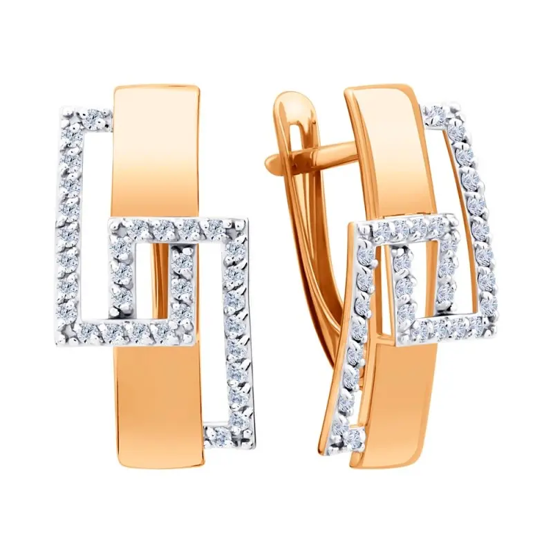 Серьги с английским замком из красного золота