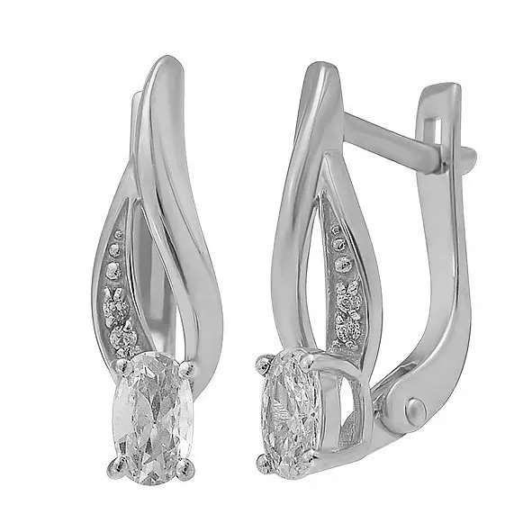 Серьги с английским замком из белого золота