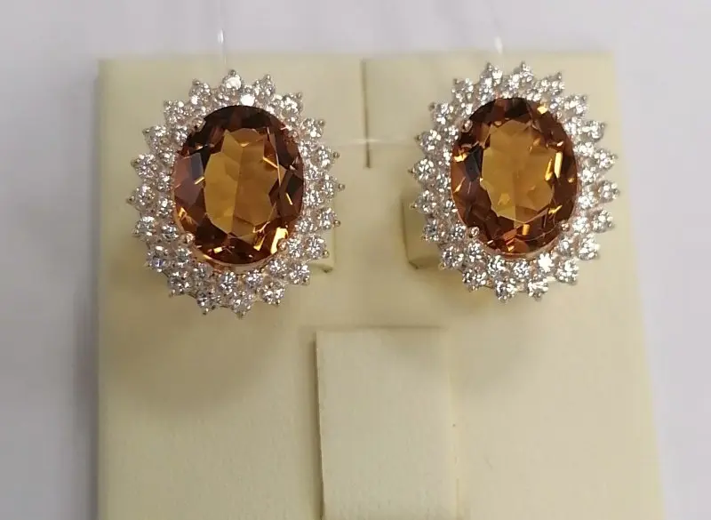 Серьги с английским замком из серебра с цитринами