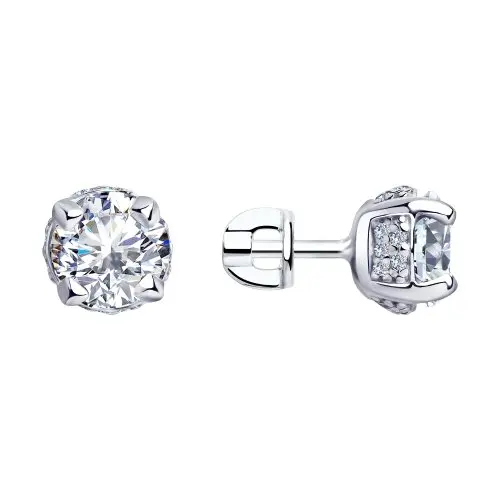 Серьги пуссеты из серебра