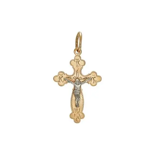 Подвеска крест из комбинированного золота