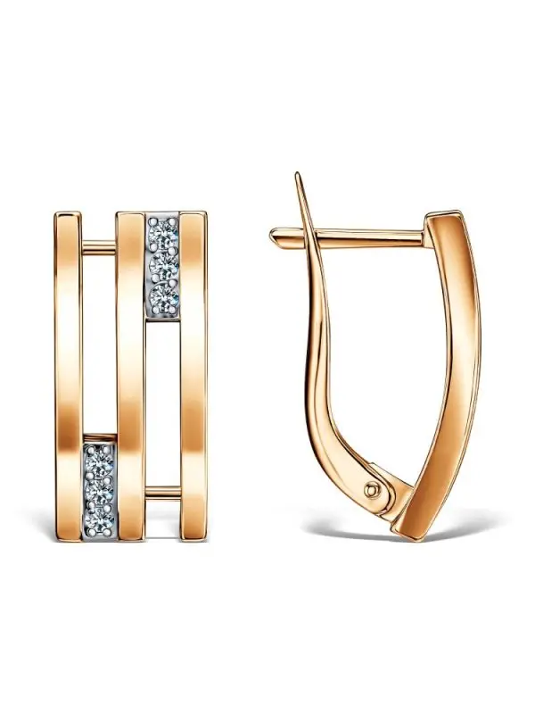 Серьги с английским замком из красного золота