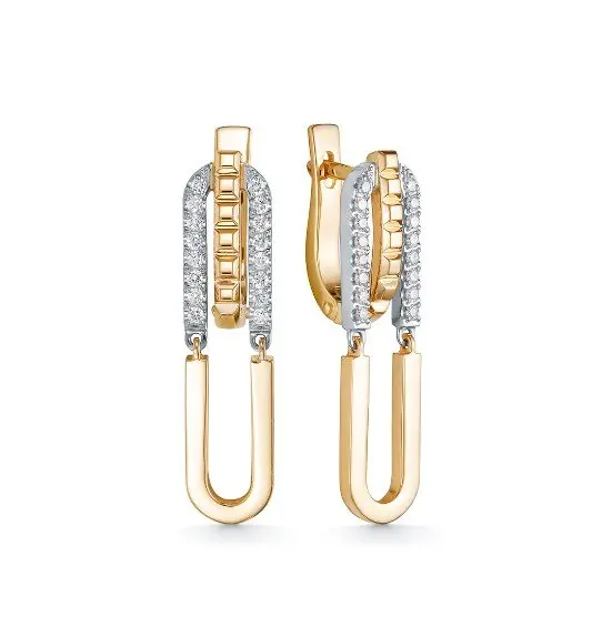 Серьги с английским замком из комбинированного золота