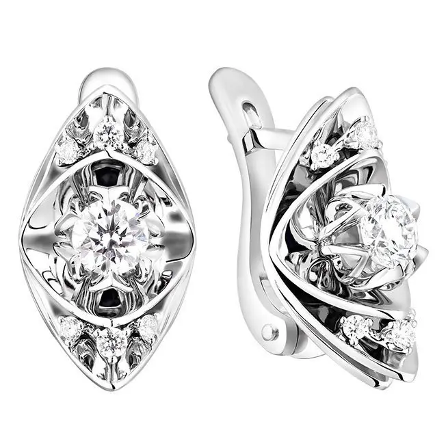 Серьги с английским замком из белого золота вид 1