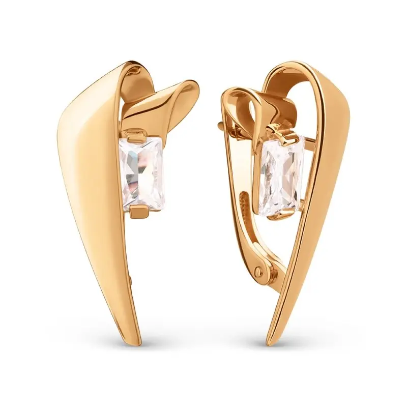 Серьги с английским замком из красного золота