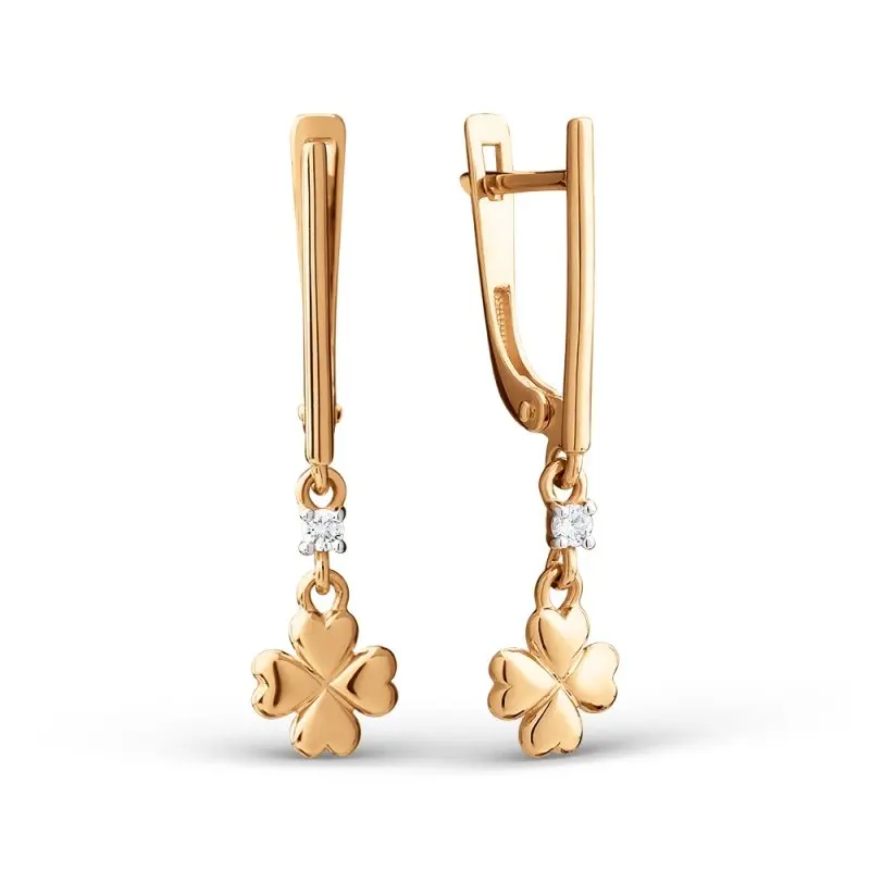 Серьги подвесные из красного золота