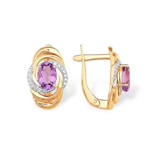 Серьги с английским замком из красного золота