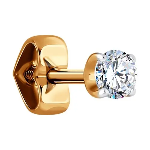 Серьги одиночные из красного золота