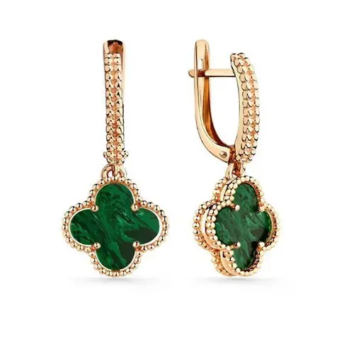 Серьги подвесные из красного золота