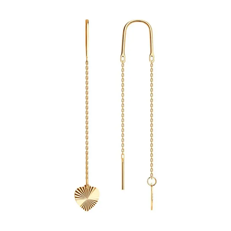 Серьги цепочки из красного золота