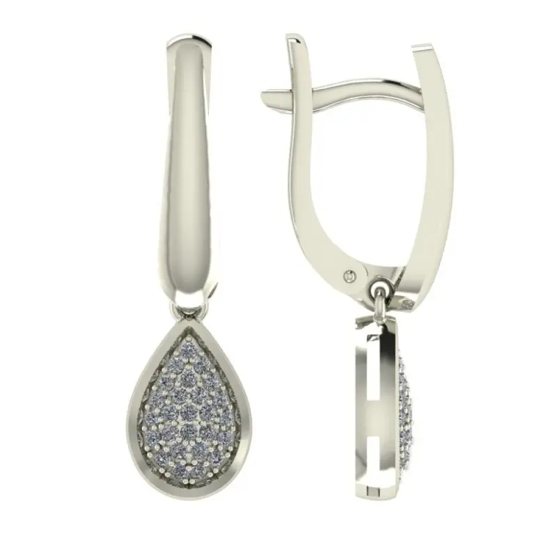 Серьги подвесные из белого золота