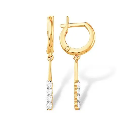 Серьги подвесные из красного золота