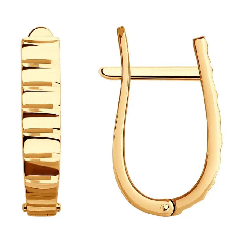 Серьги с английским замком из красного золота