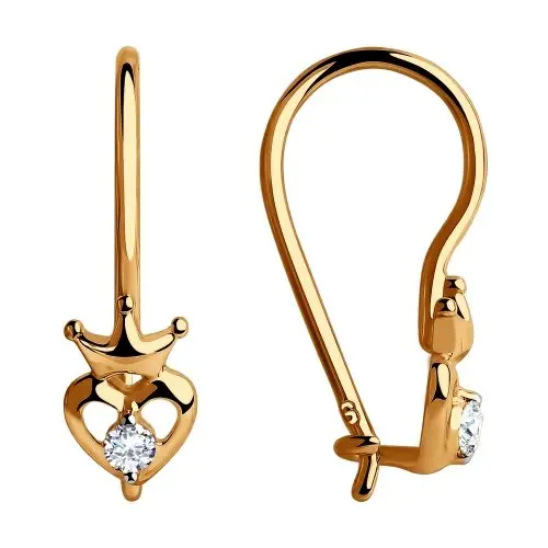 Серьги детские из красного золота