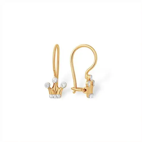 Серьги детские из красного золота