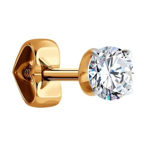 Серьги одиночные из красного золота