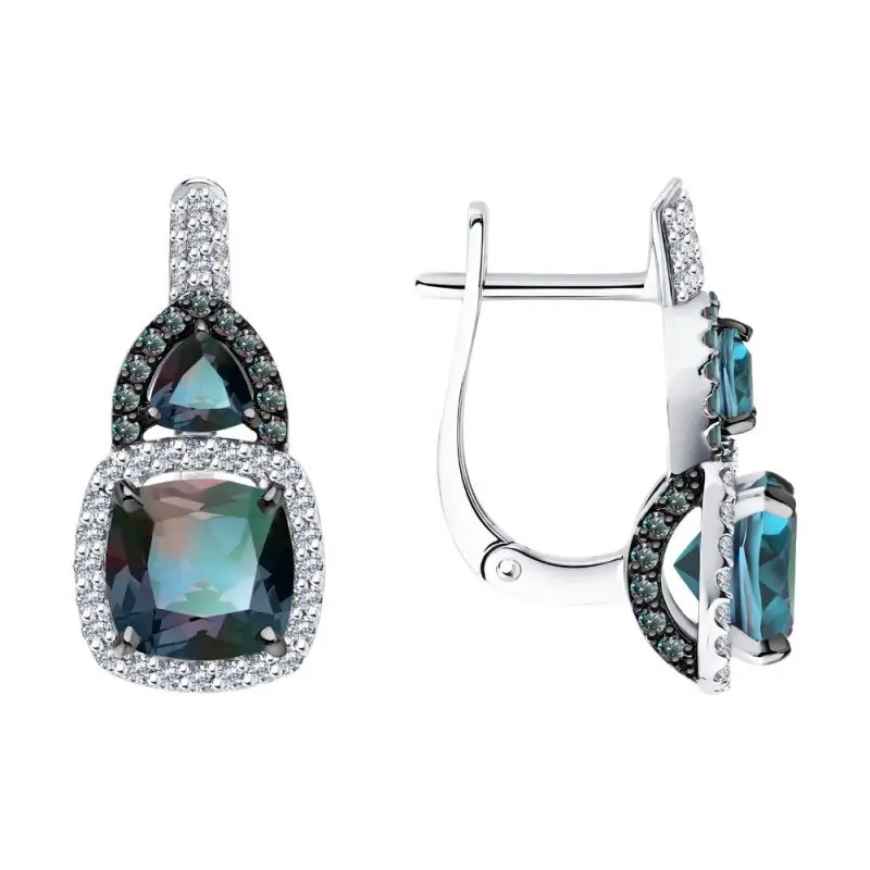 Серьги с английским замком из белого золота